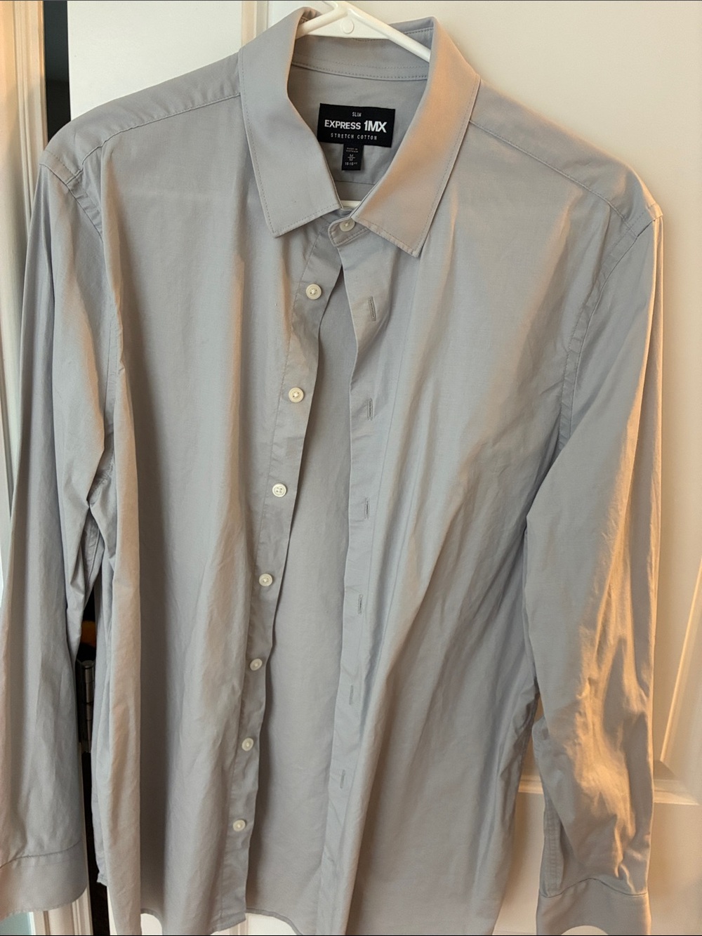 Express Men's Light Gray Button-Up Dress Shirt